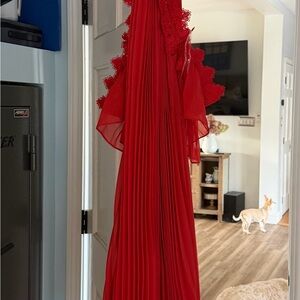 Red Sheer Pleated Home Accent Drapery